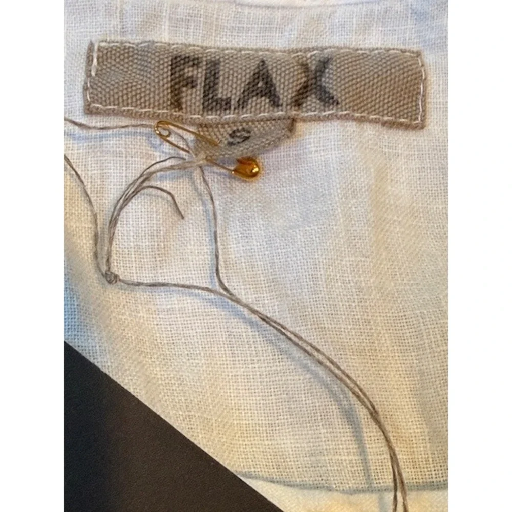 FLAX I Am Forever Young Linen Top S White NWT Short Sleeve Side Slits Lithuania